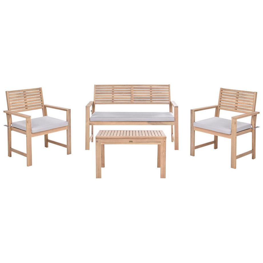 Ensemble de salon avec table en Bois d'acacia certifié Rustique FIAMES