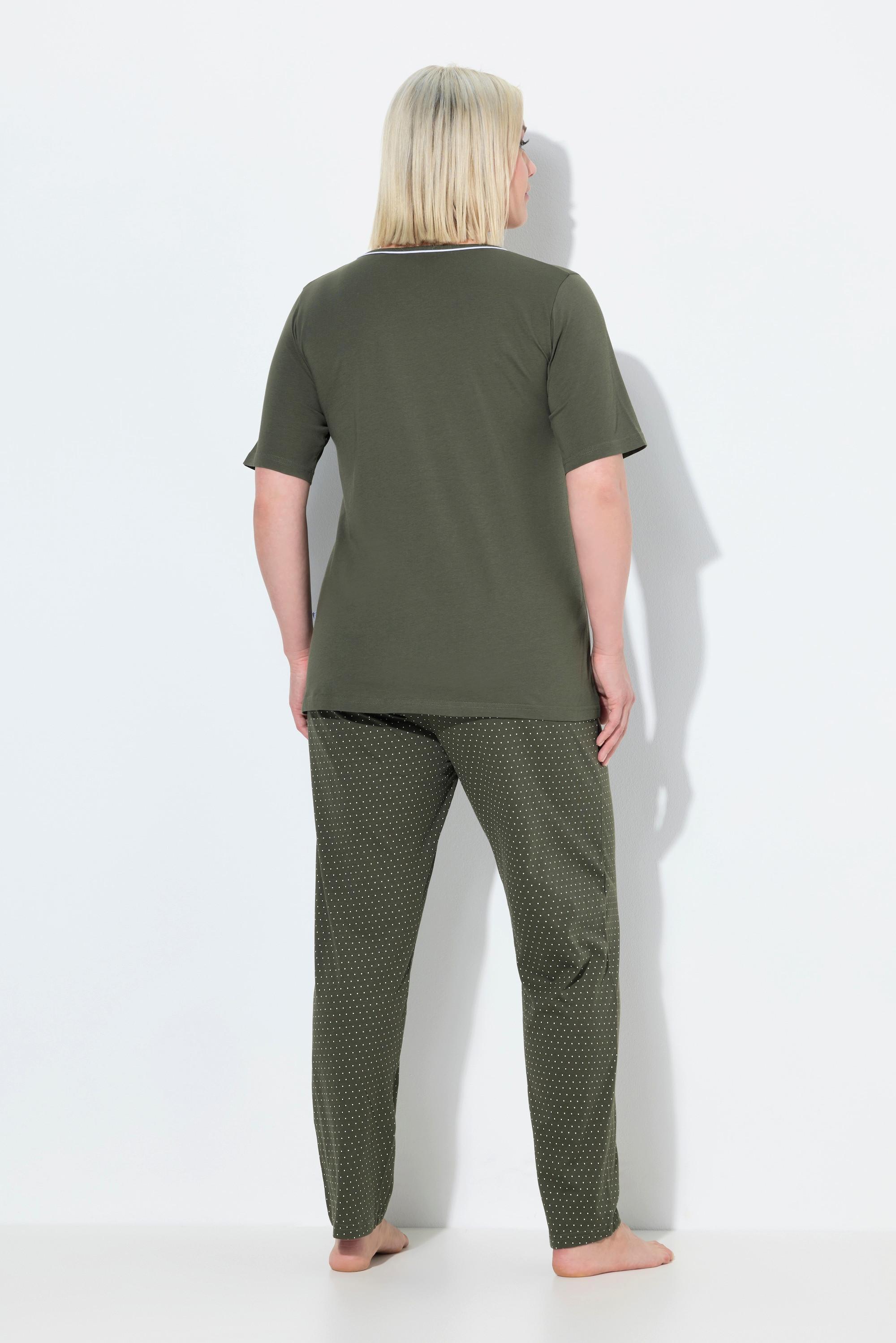 Ulla Popken Pigiama a pois girocollo maniche corte  