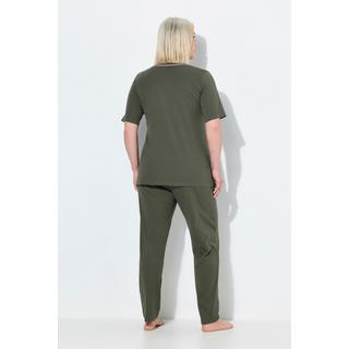 Ulla Popken Pigiama a pois girocollo maniche corte  