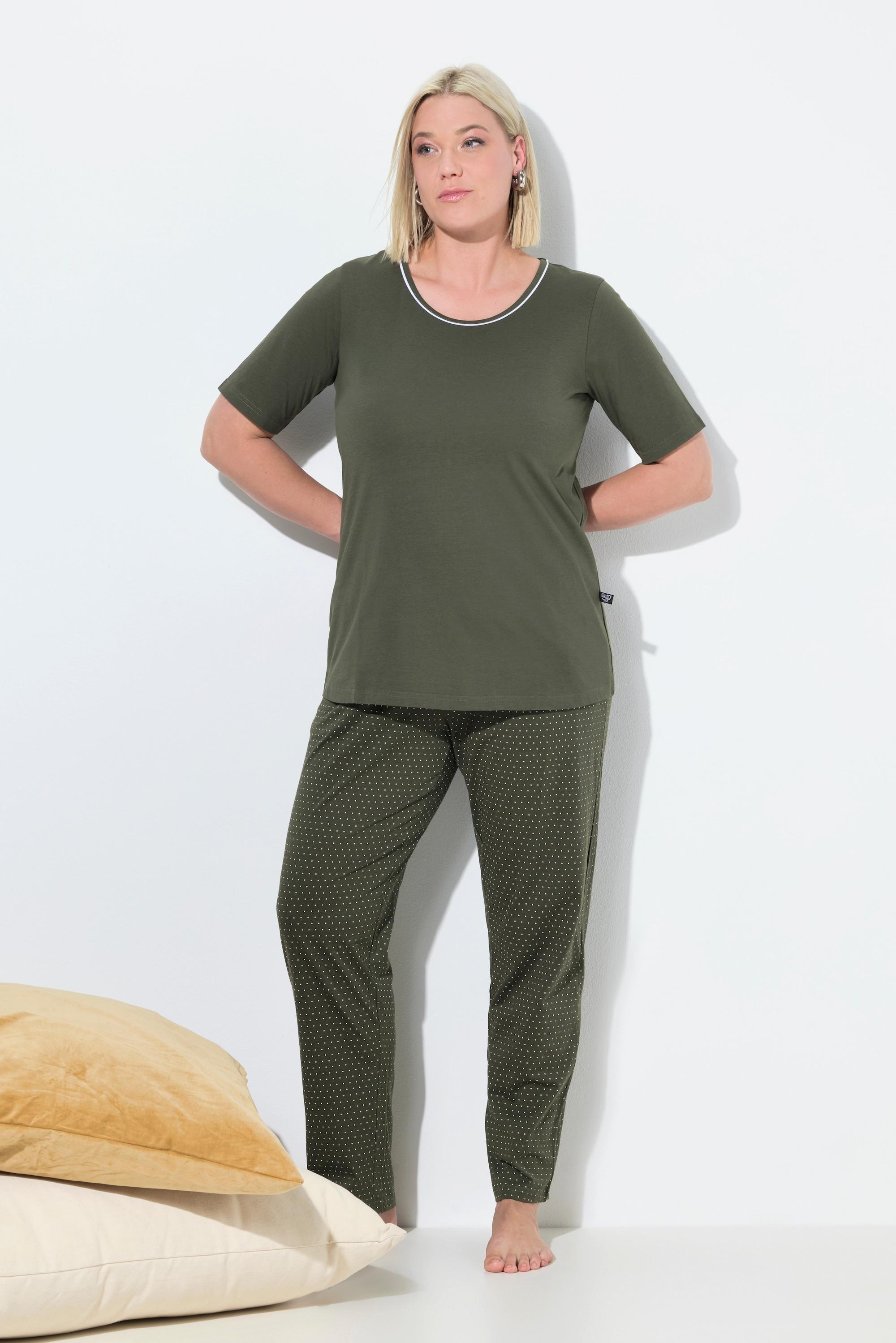 Ulla Popken Pigiama a pois girocollo maniche corte  