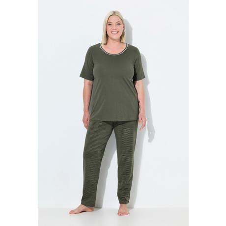 Ulla Popken Pigiama a pois girocollo maniche corte  