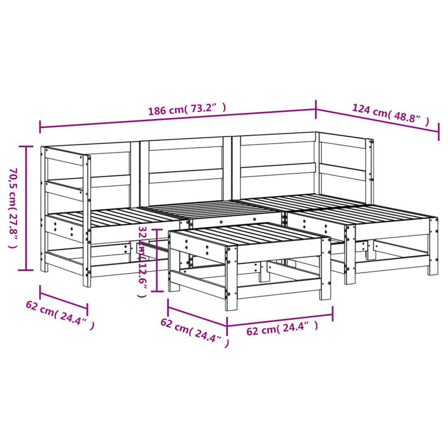 VidaXL set mobili da giardino Legno di pino  