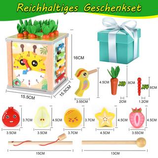 Activity-board  Motorische Aktivität Würfel Holz Baby 7 in 1 Aktivität Würfel, Aktivität Zentrum, Karotte Ernte Holzspielzeug Motor Aktivität Spielzeug 