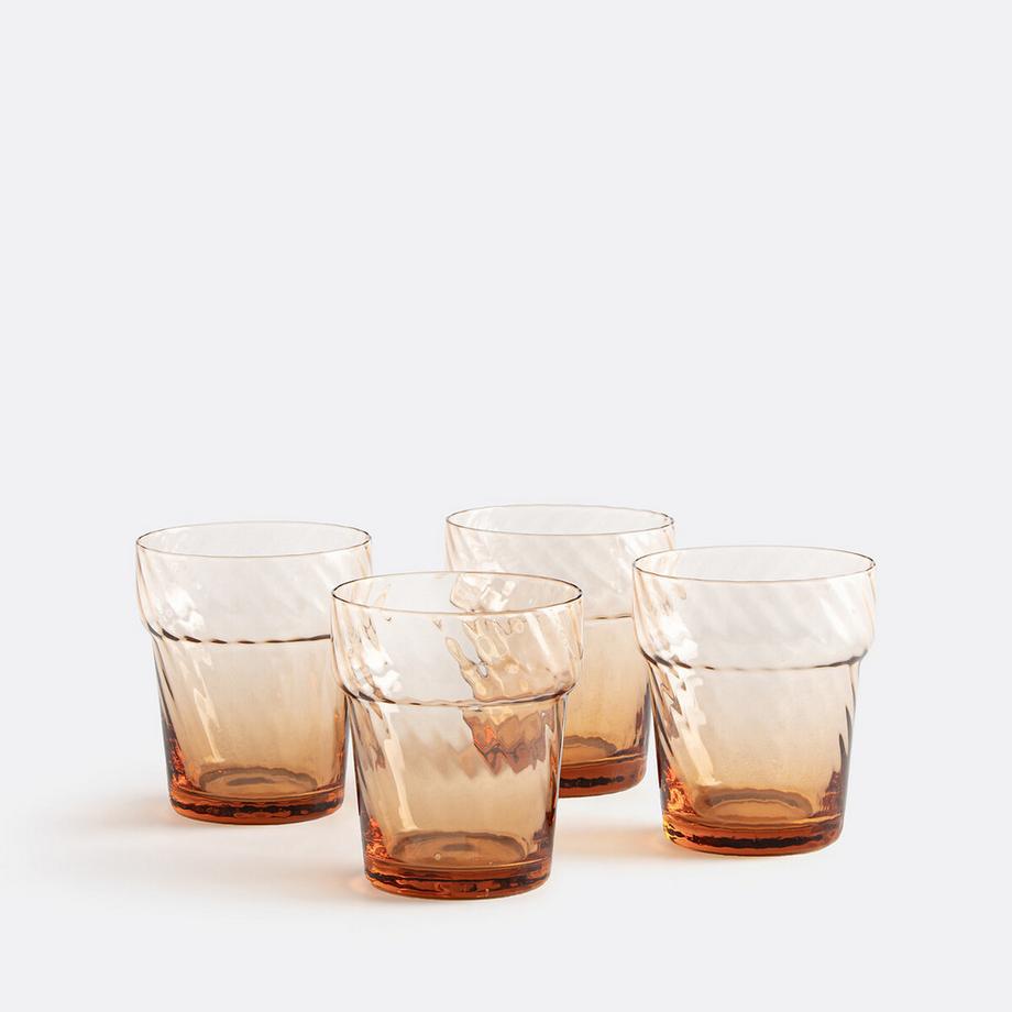 Lot de 4 verres à eau colorés torsadés