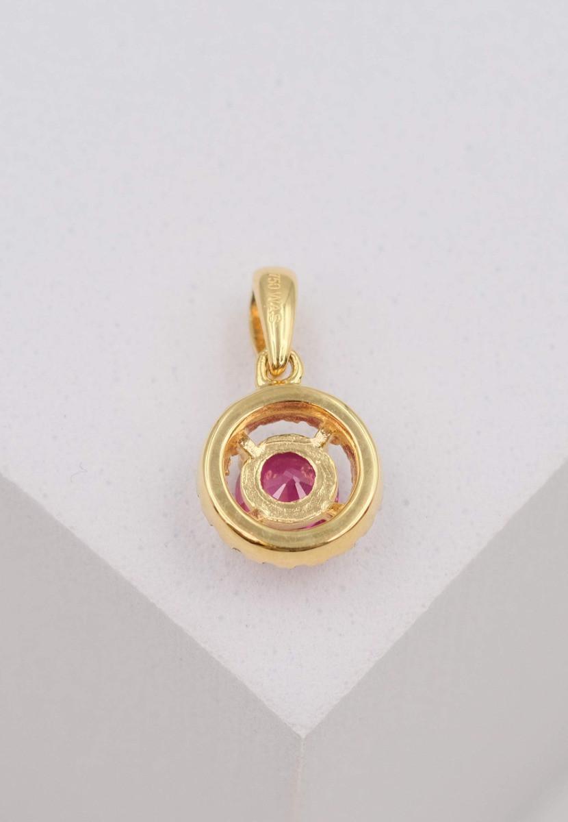 MUAU Schmuck  Anhänger Gelbgold 750 Rubin 0.40ct. Brillanten 0.07ct. 