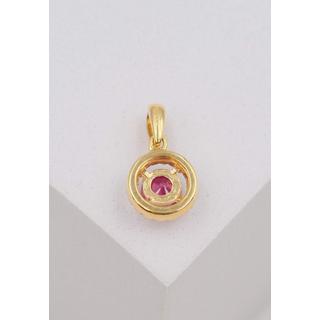 MUAU Schmuck  Anhänger Gelbgold 750 Rubin 0.40ct. Brillanten 0.07ct. 