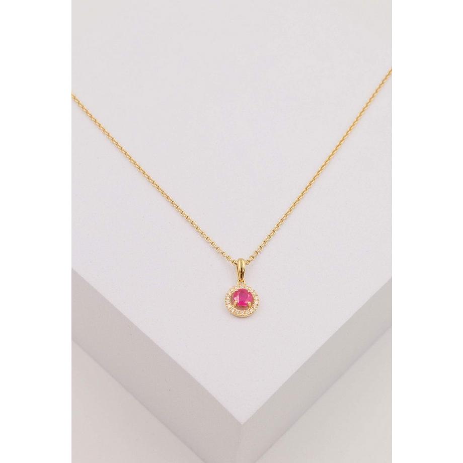 MUAU Schmuck  Anhänger Gelbgold 750 Rubin 0.40ct. Brillanten 0.07ct. 