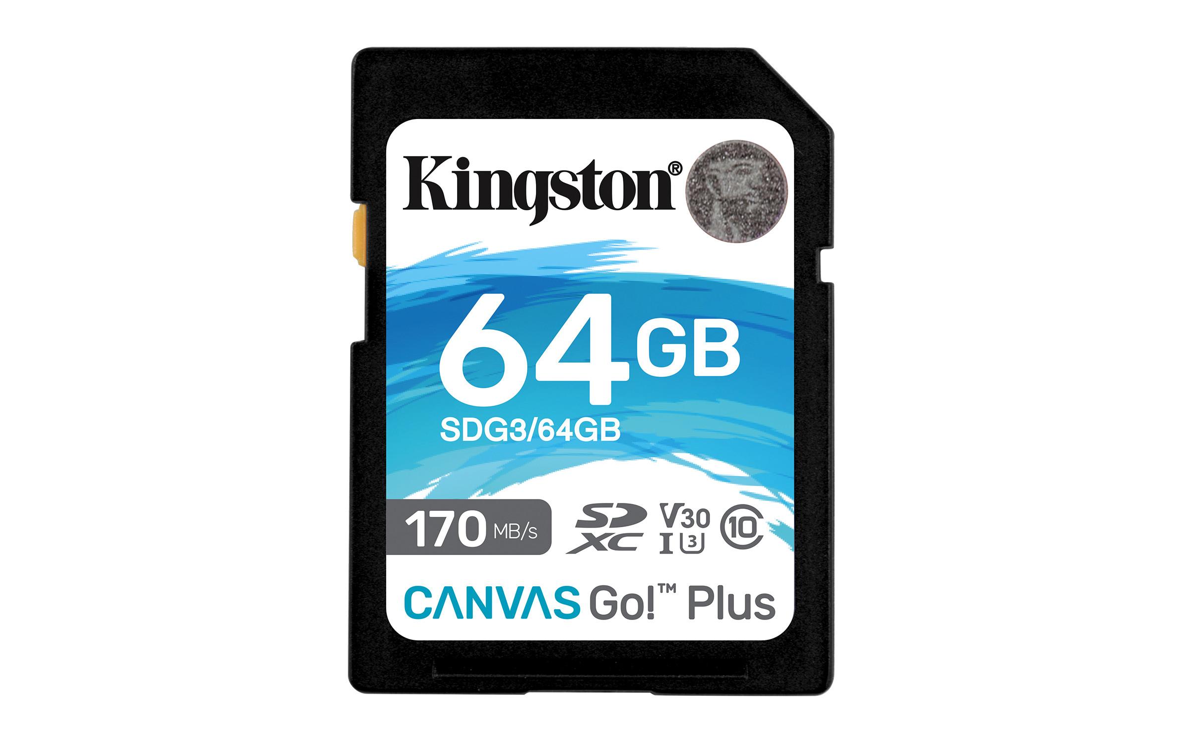 Kingston  Kingston Technology Scheda SDXC Canvas Go Plus 170R C10 UHS-I U3 V30 da 64GB 