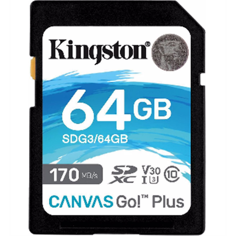 Kingston  Kingston Technology Scheda SDXC Canvas Go Plus 170R C10 UHS-I U3 V30 da 64GB 