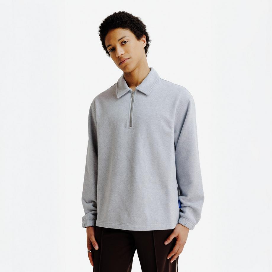 Sweat polo relax homme, Heritage, gris
