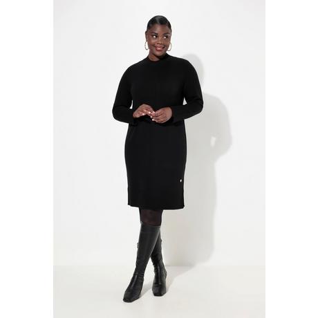 Ulla Popken Robe en maille Rayures côtelées Col montant Manches longues  