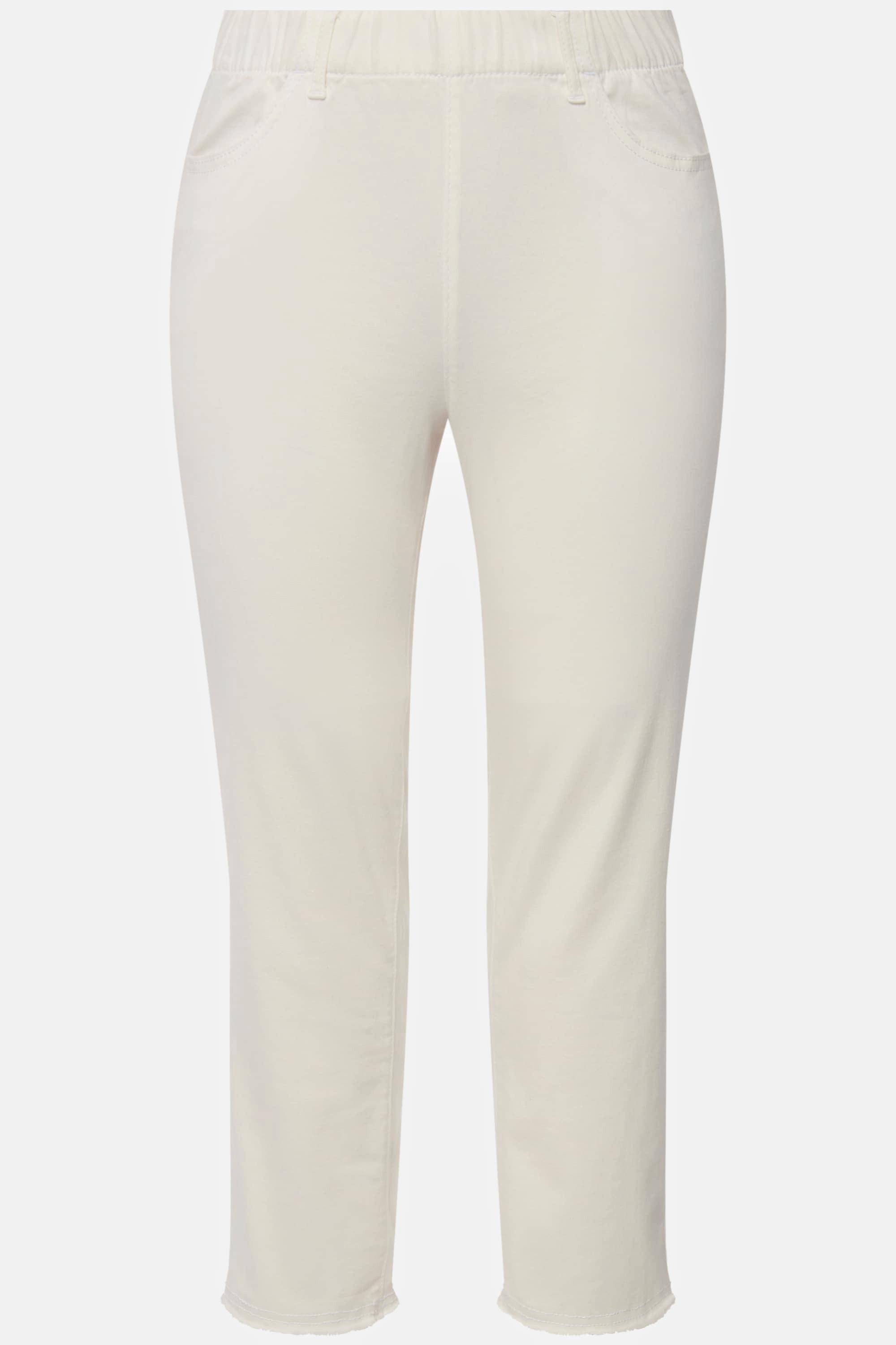 Ulla Popken  Pantalon 7/8 Sienna. Jambe étroite et ourlet frangé 