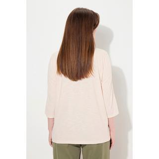 Ulla Popken  Shirt, Stickerei, Rundhals, 3/4-Arm, Biobaumwolle 