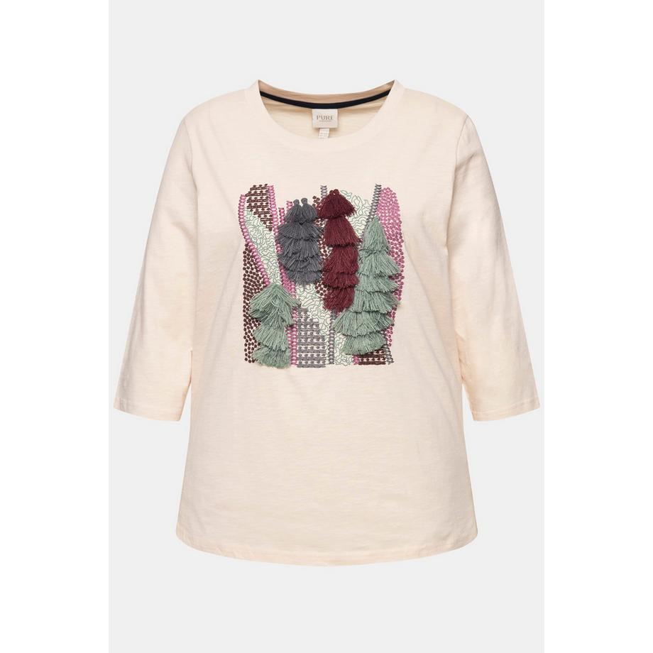 Ulla Popken Ricami Girocollo Maniche 3/4 Maglia Cotone Biologico  