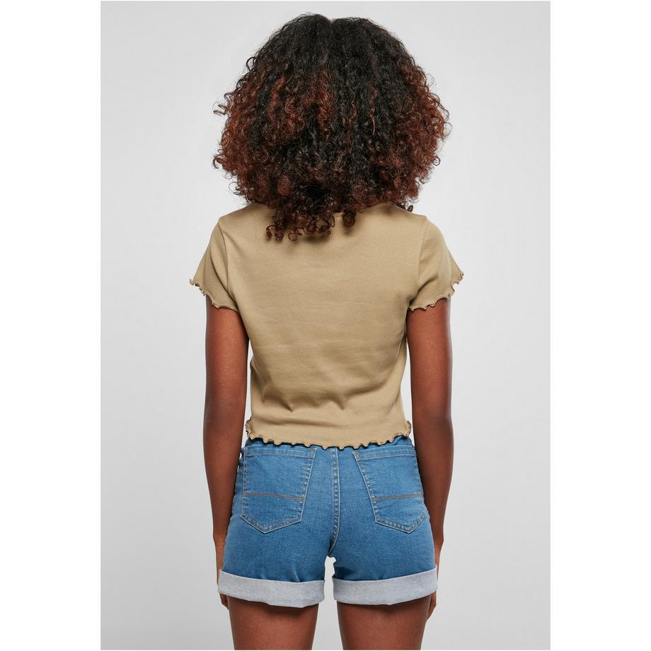 URBAN CLASSICS Geripptes Kurzarm T-Shirt mit Knopfleiste  