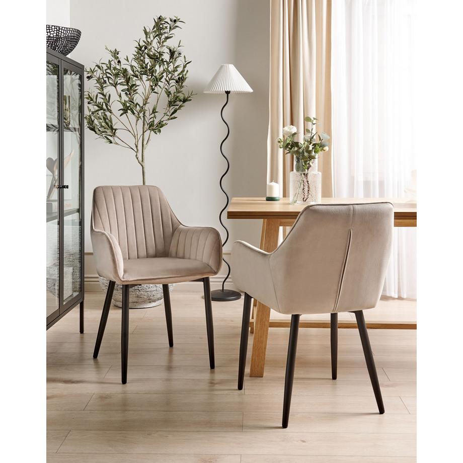 Beliani Lot de 2 chaises de salle à manger en Velours  WELLSTON  