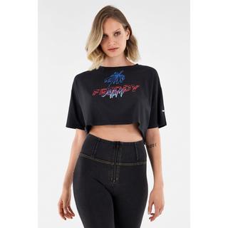 FREDDY Kurzarm Cropped T-Shirt mit Palmenprint  
