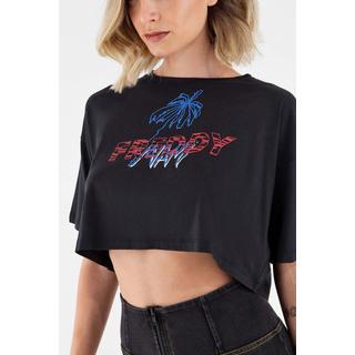 FREDDY Kurzarm Cropped T-Shirt mit Palmenprint  