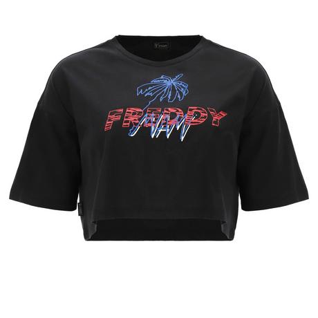 FREDDY Kurzarm Cropped T-Shirt mit Palmenprint  
