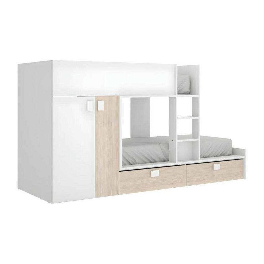 Lits Superposés JUANITO Armoire intégrée2 chêne