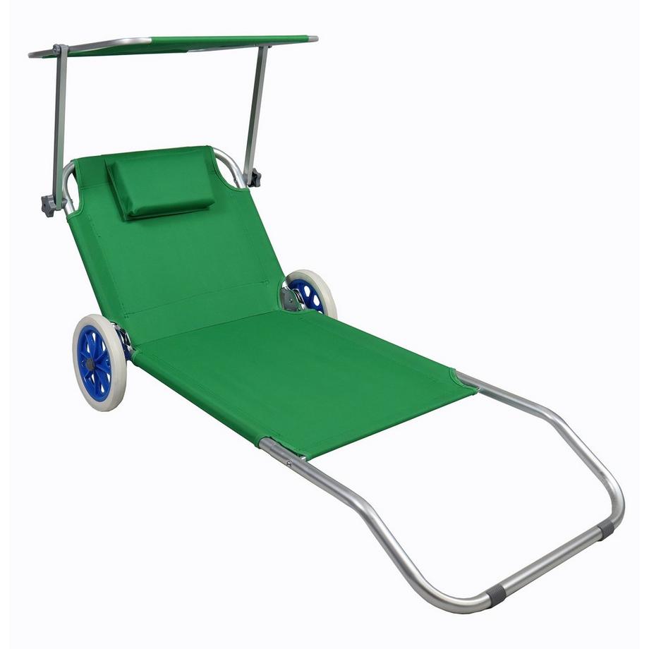 VCM Gartenliege Sonnenliege Liegestuhl faltbar klappbar Rollen Strandliege Dach  