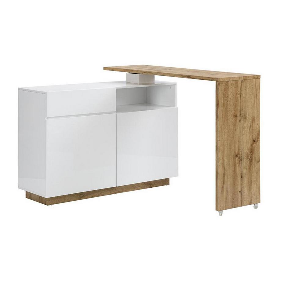 Vente-unique Meuble de bar pivotant ELDIR 2 portes niche MDF laqué chêne  