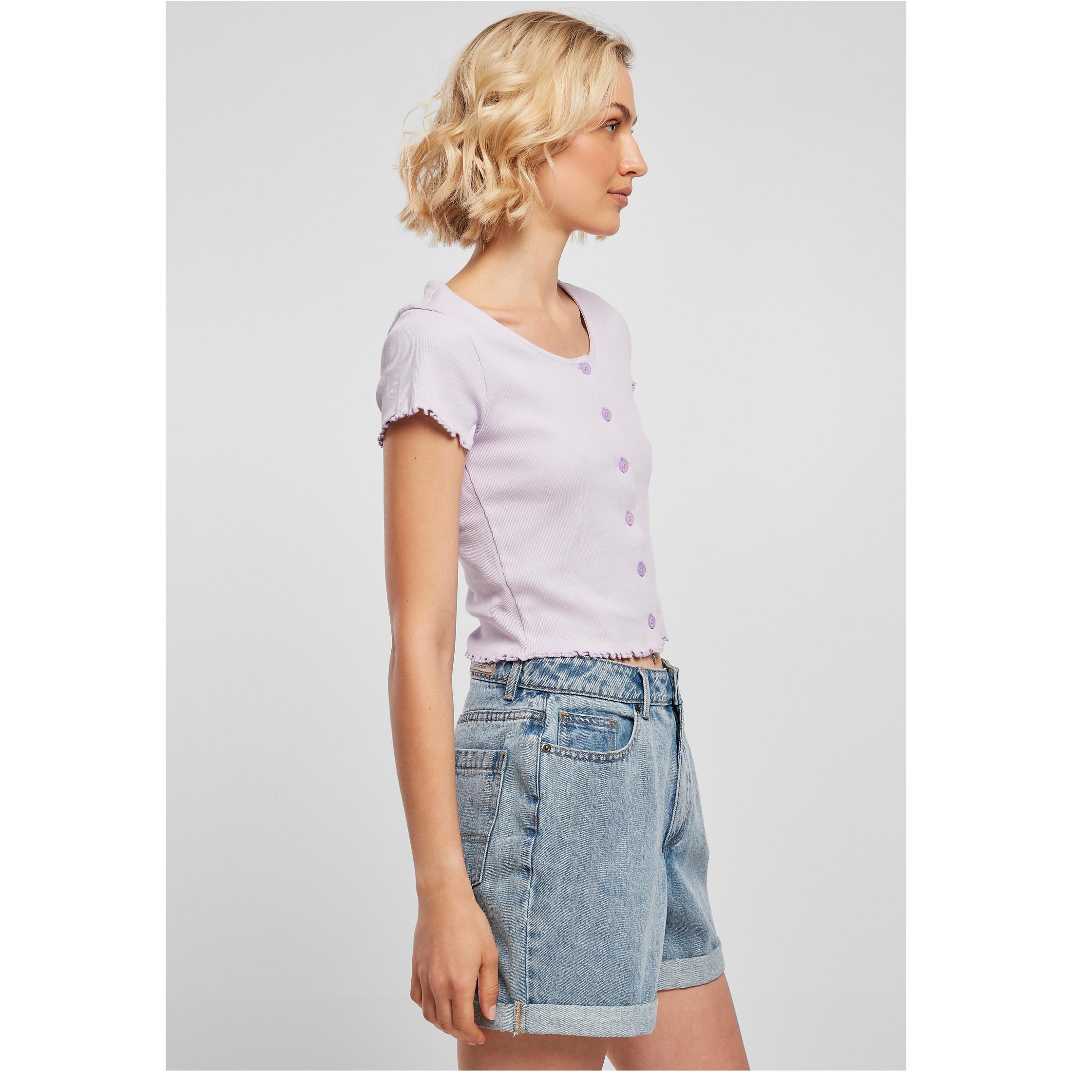 URBAN CLASSICS  T-shirt court côtelé boutonné femme 