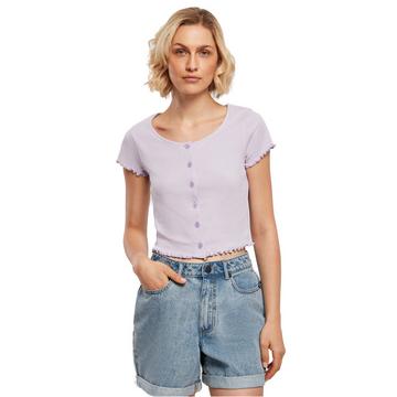 T-shirt court côtelé boutonné femme