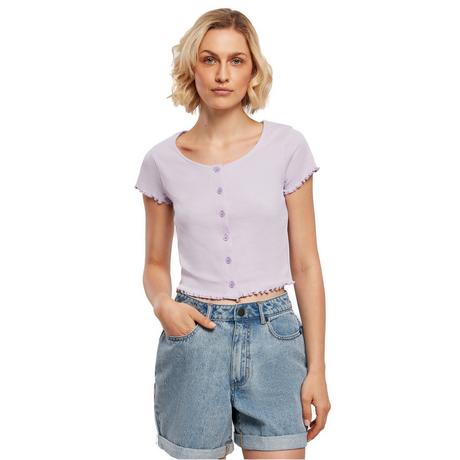 URBAN CLASSICS  T-shirt court côtelé boutonné femme 