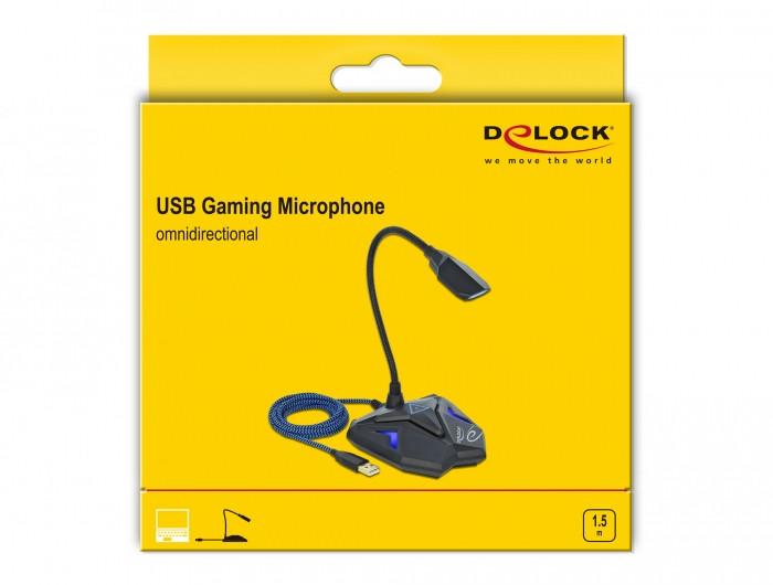 DeLock  DeLOCK Microfono da tavolo USB per gaming con collo d'oca e pulsante mute 