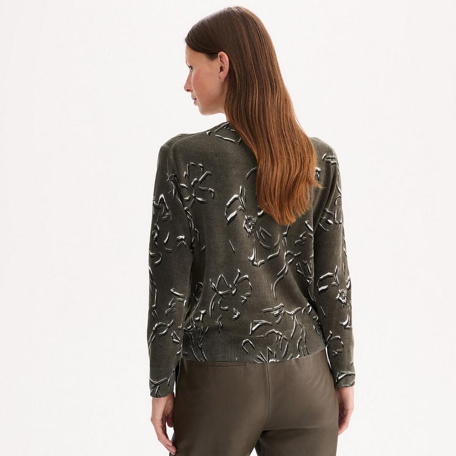 La Redoute Collections Feinstrickpullover Rundhals mit Blumenmuster  