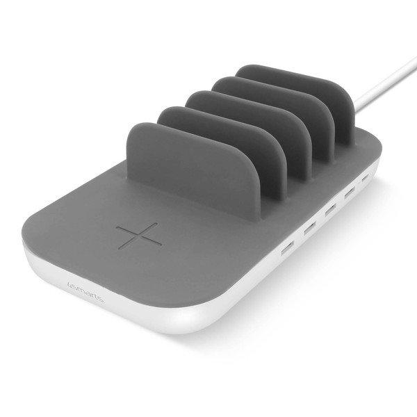 4smarts  Base di ricarica USB+QI, 4Smarts Grigio 