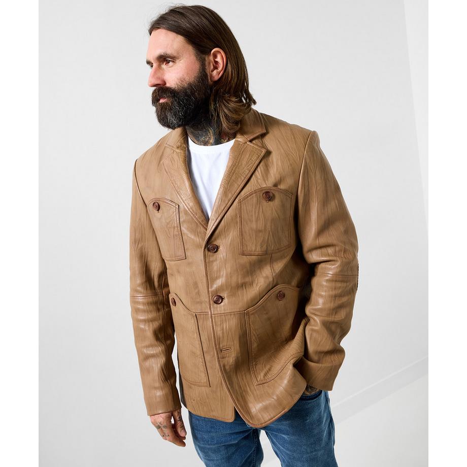 Blazer en cuir froissé haut de gamme