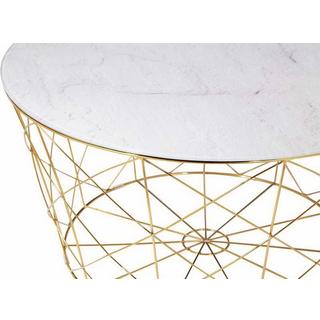 mutoni Table basse avec corbeille en métal marbre doré blanc rond 80x80  