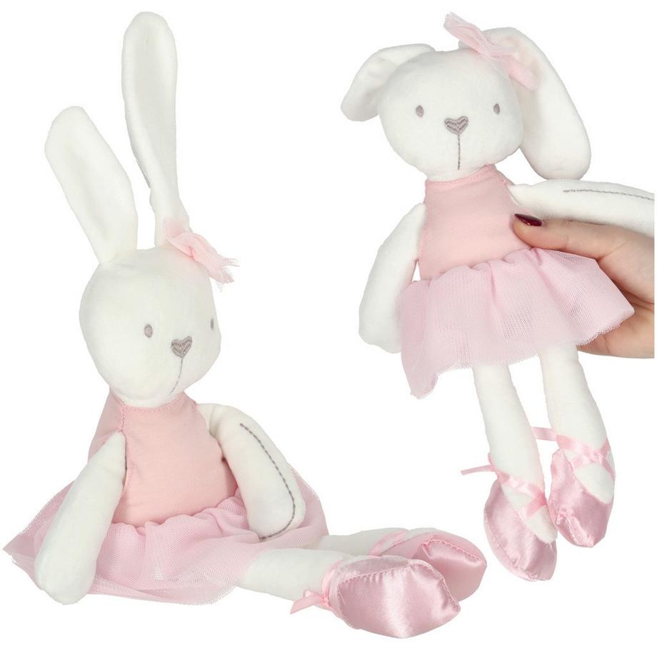 Peluche mascotte de lapin en robe rose 42cm