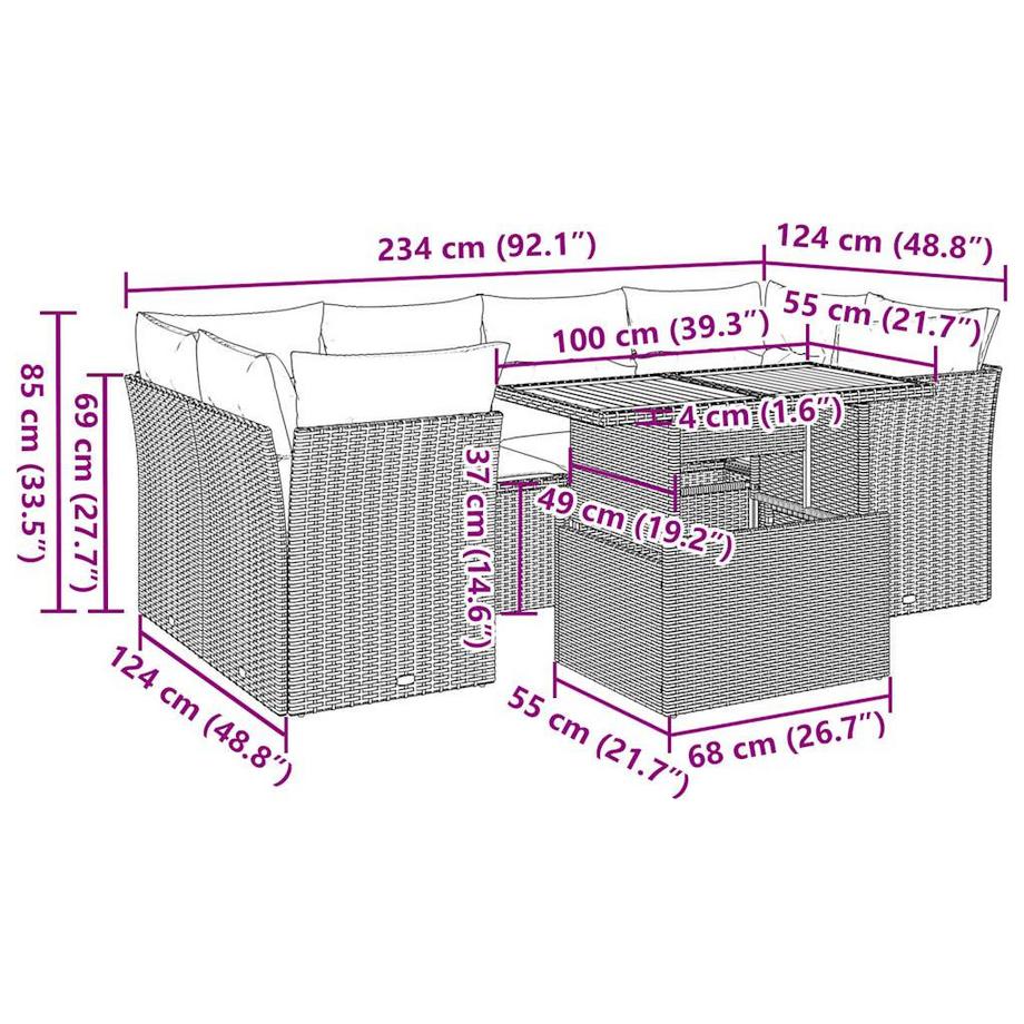 VidaXL set di divani da giardino Polirattan  