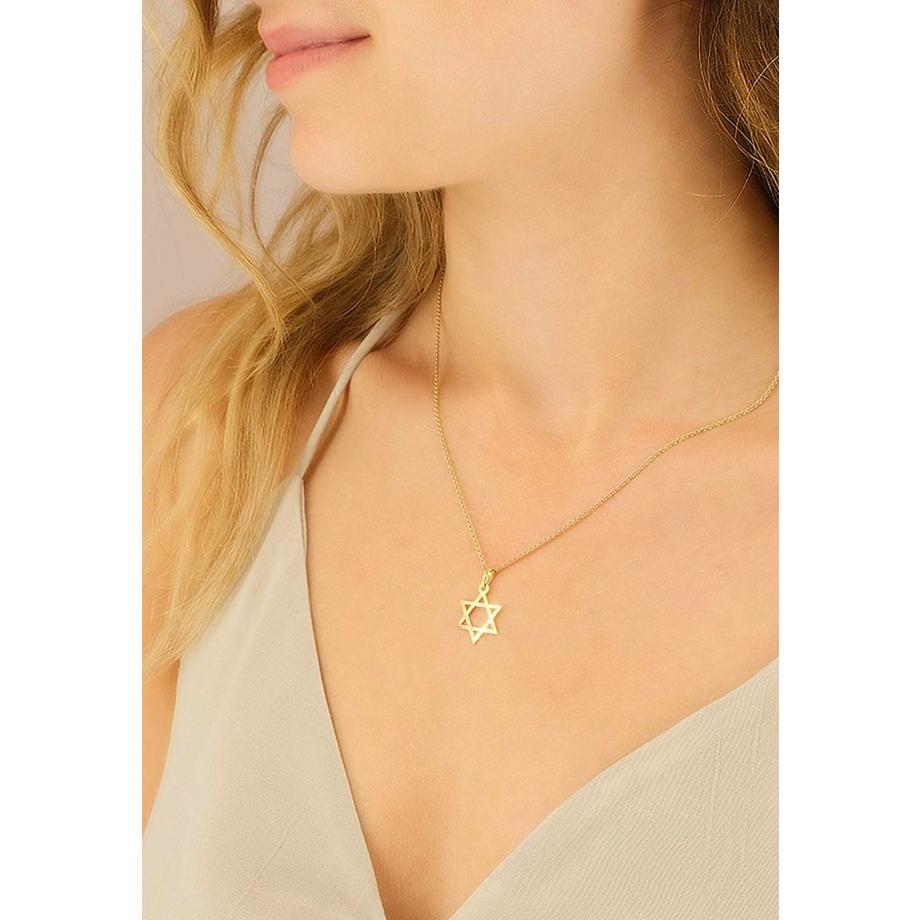 MUAU Schmuck  Anhänger Davidstern Gelbgold 750, 20x12mm 