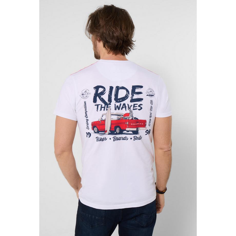 Joe Browns T-Shirt Grafico con Stampa Surf e Bici  