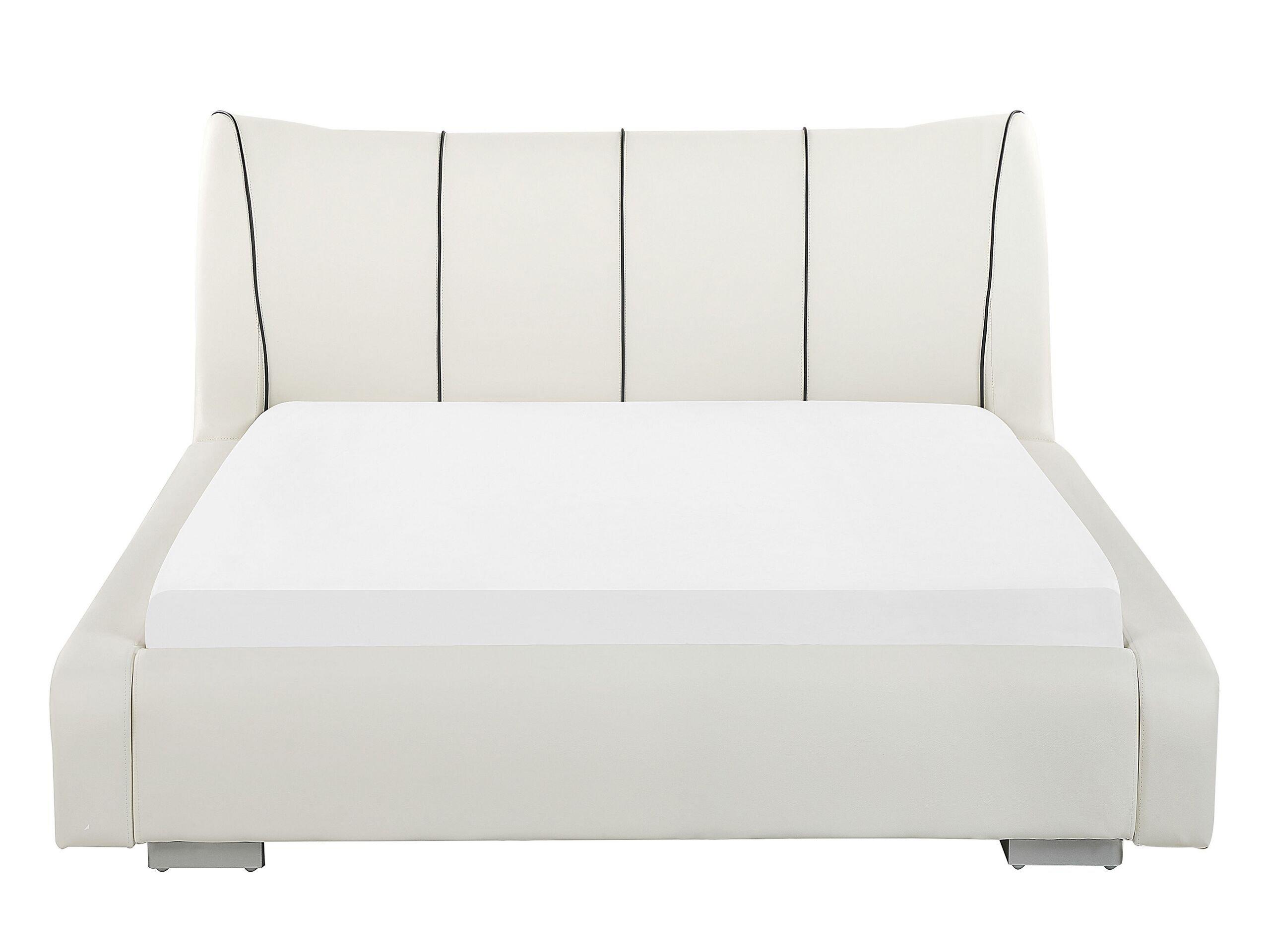 Beliani Letto con rete a doghe en Pelle Naturale Glamour NANTES  