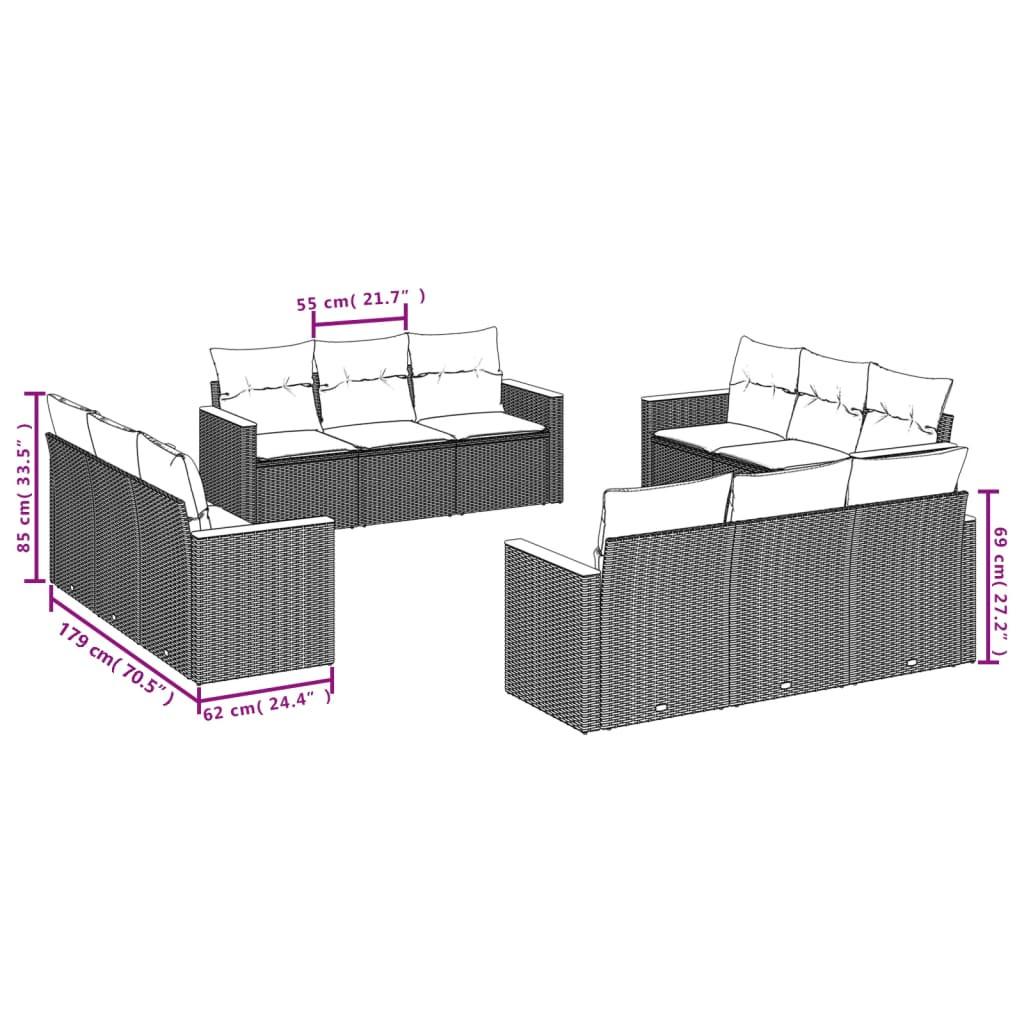 VidaXL set divano da giardino Polirattan  