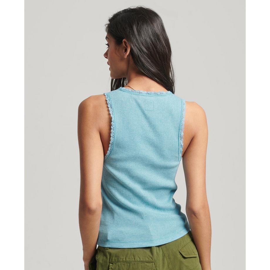 Superdry tanktop mit spitzenbordüre damen  