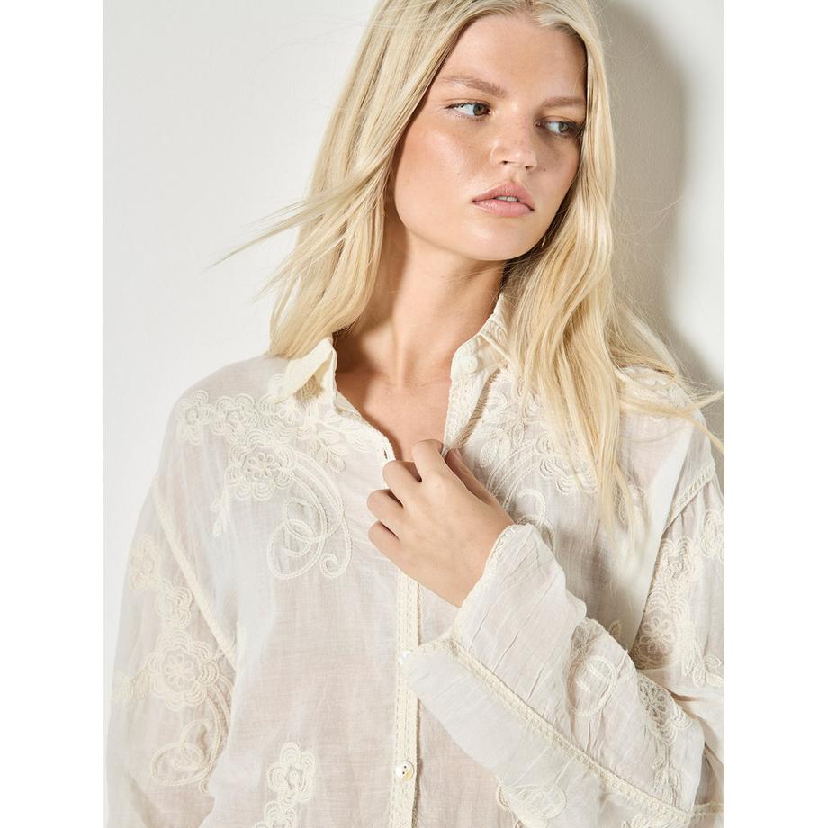 APRICOT Besticktes Oversize Netzspitze Hemd  