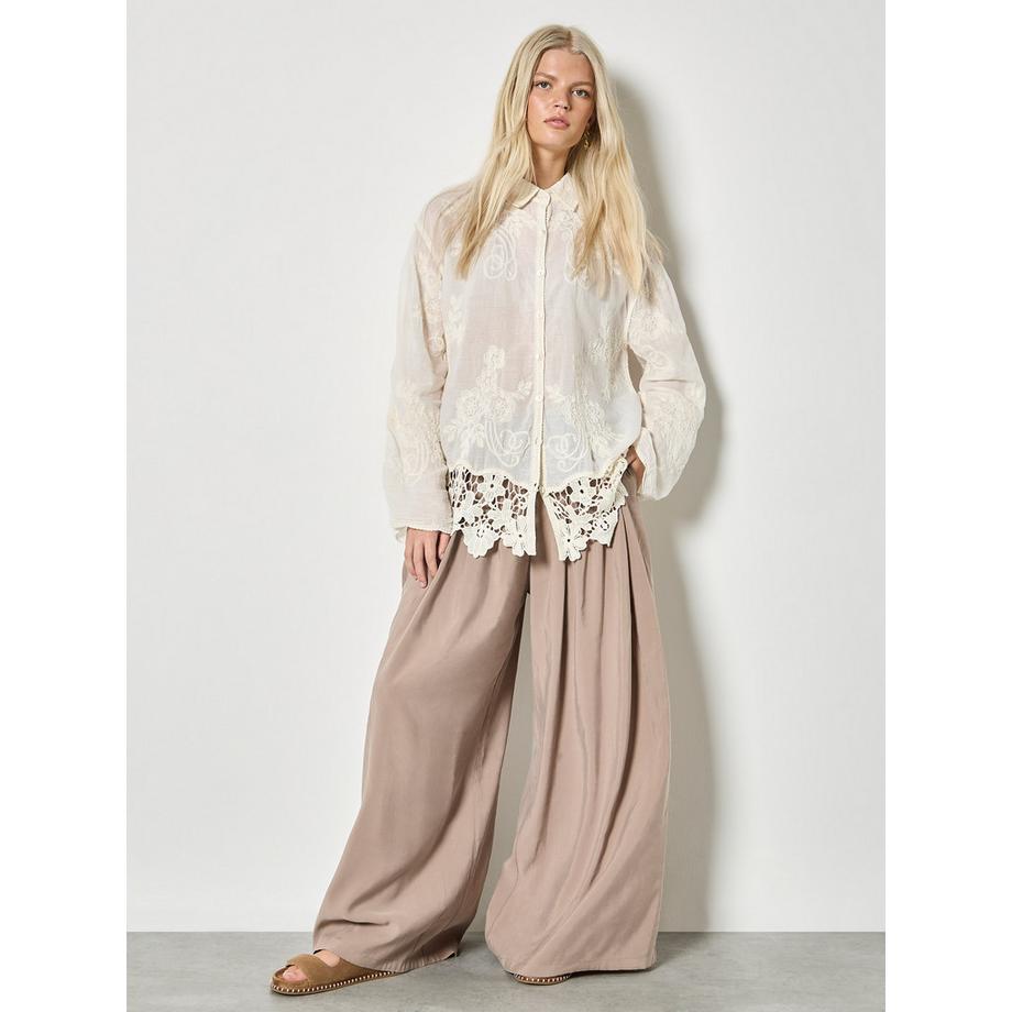 APRICOT Besticktes Oversize Netzspitze Hemd  