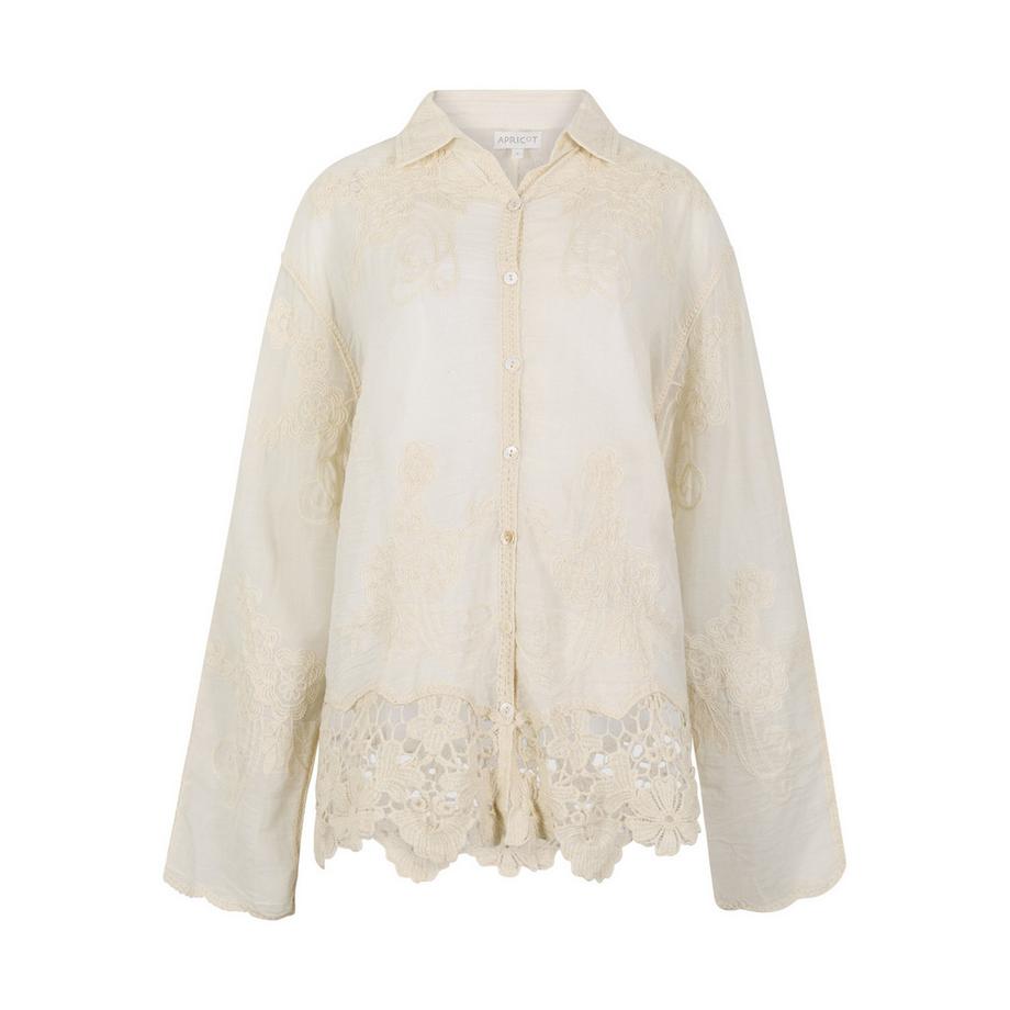 APRICOT Besticktes Oversize Netzspitze Hemd  