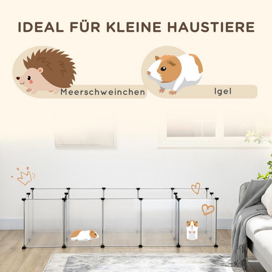 Northio  Freigehege, DIY Kleintiergehege, Meerschweinchen Gehege, Erweiterbarer Auslauf für Kleintiere, mit 18 Platten, Stahl, PP, Weiß 