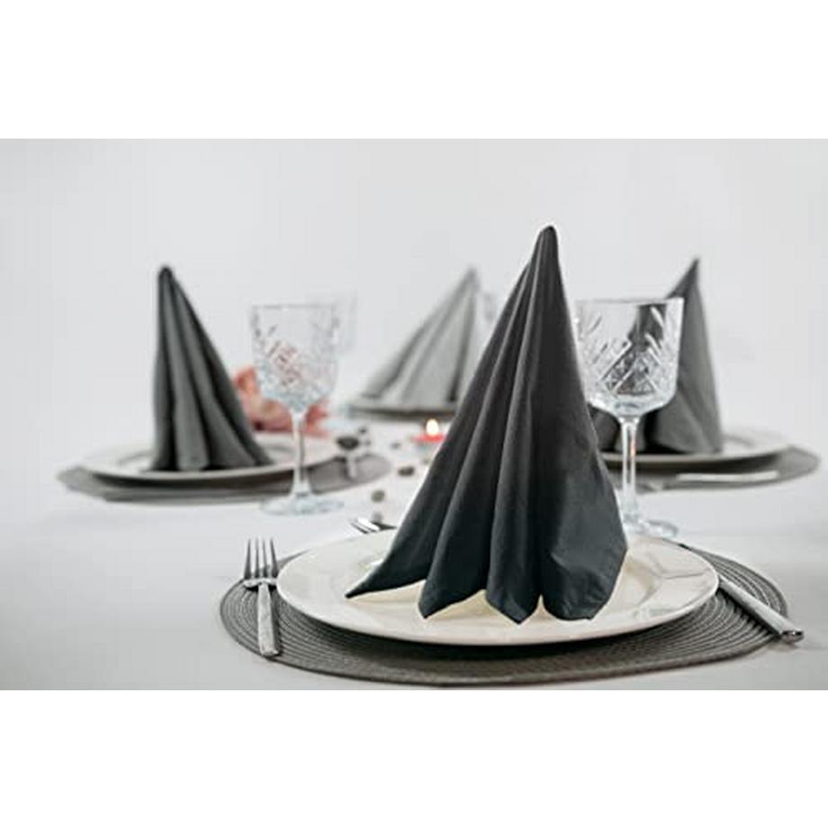 Alopini 12 serviettes de table agréablement douces gris clair I 100% coton biologique durable  