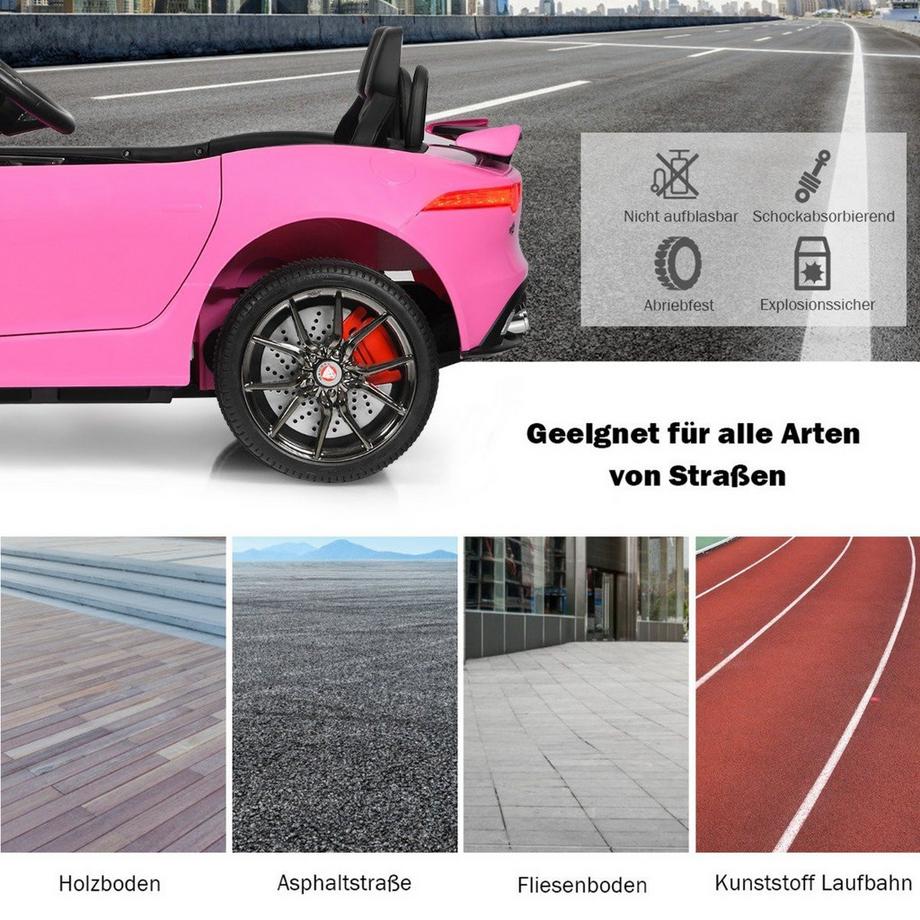 B2X  Elektro Kinderauto mit Geschichten & Musik & Hupe & Scheinwerfer & 2,4G Fernbedienung Rosa 