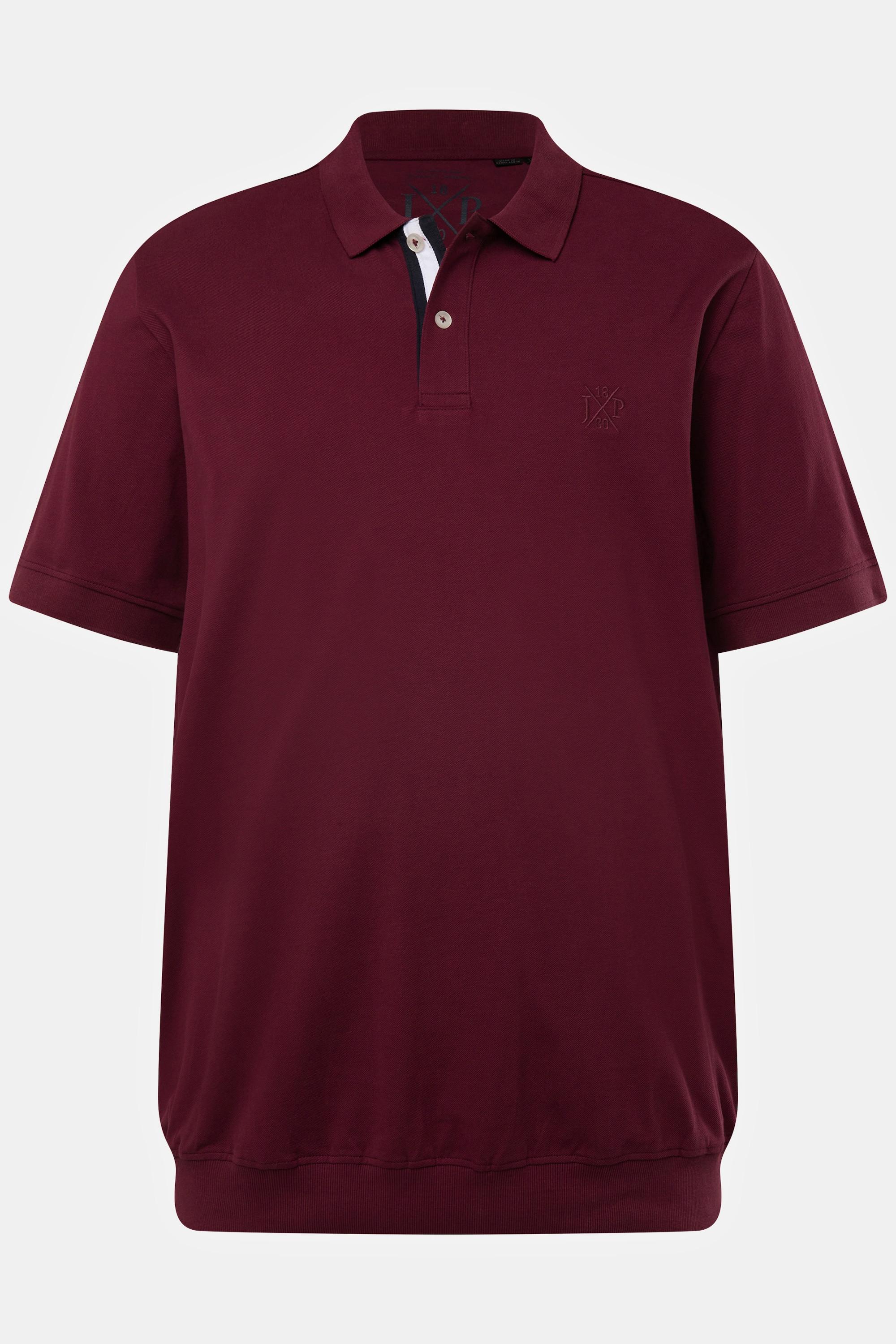 JP1880  Maglia polo in piqué con taglio speciale per l'addome e mezze maniche torrone marrone 