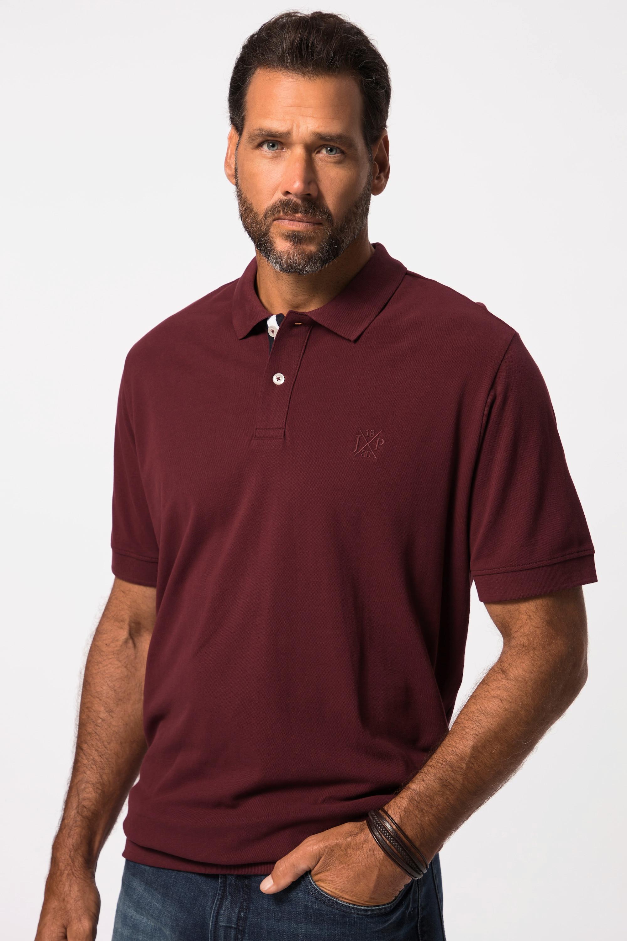 JP1880  Maglia polo in piqué con taglio speciale per l'addome e mezze maniche torrone marrone 