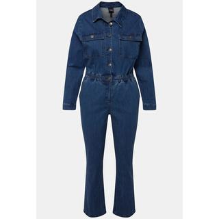 Ulla Popken  Jeans-Boilersuit, Jeans-Overall, Hemdkragen, Langarm 